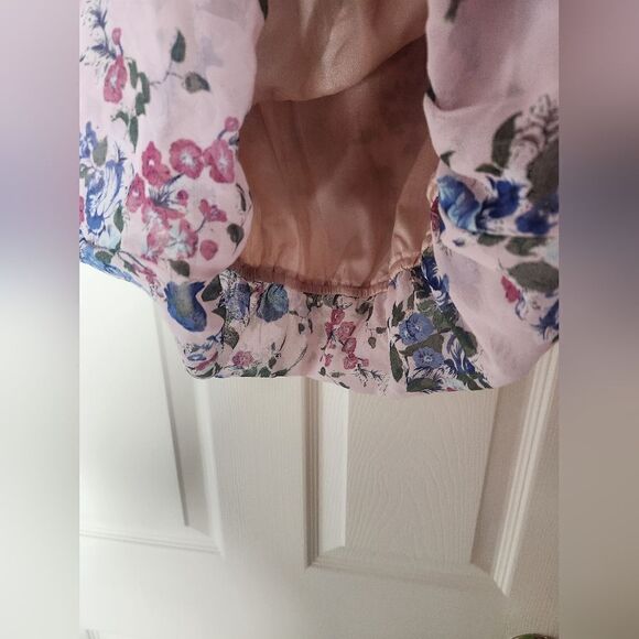 Whistles L Pink Floral Print Sleevless Lined SILK Ruffles Women’s Top Blouse - Picture 5 of 10